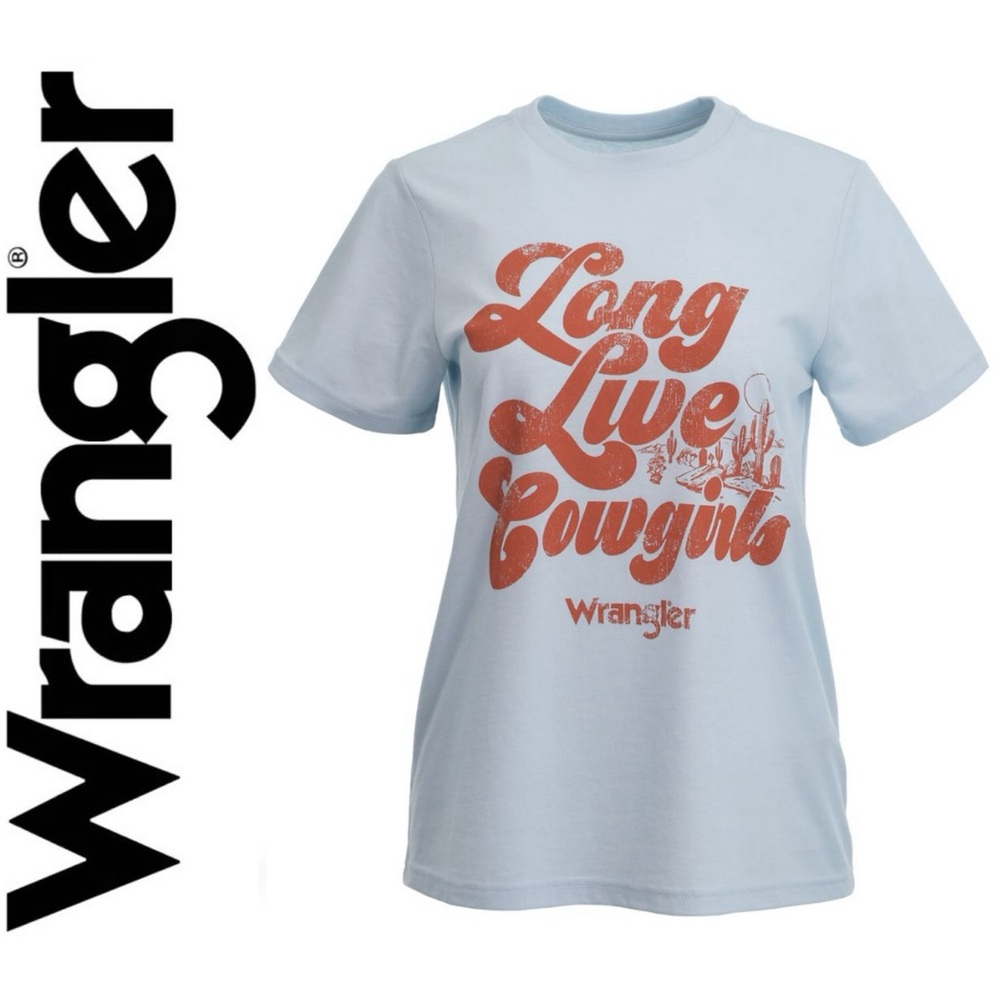 NWT Wrangler "Long Live Cowgirls" Baby Blue short sleeve crewneck T-shirt